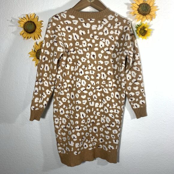 LOFT Shimmer Animal Print Mini Sweater Dress Size Medium Petite - Picture 5 of 12